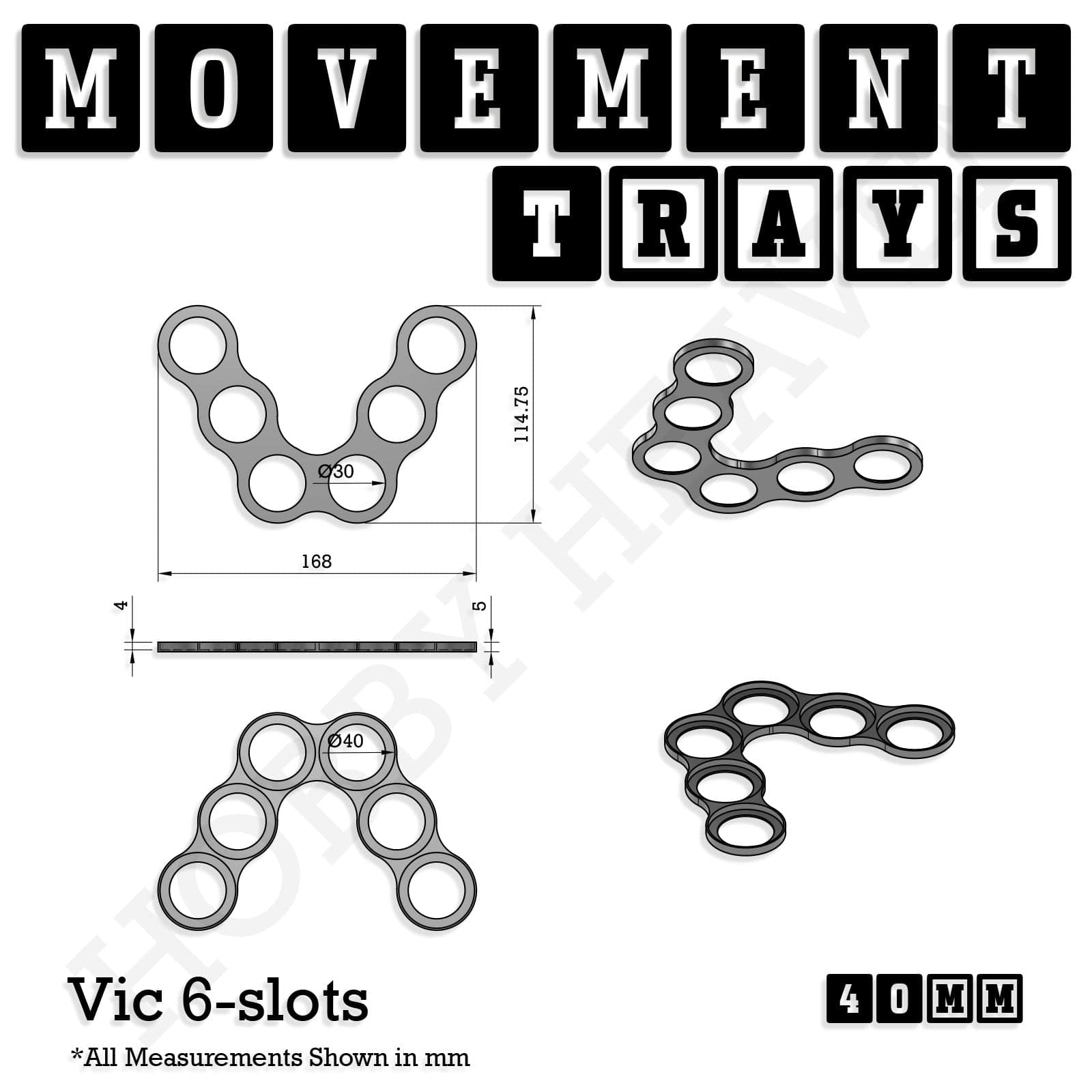Movement Tray 40mm Movement Trays for Miniatures | Tabletop Wargames Compatible | Full Range