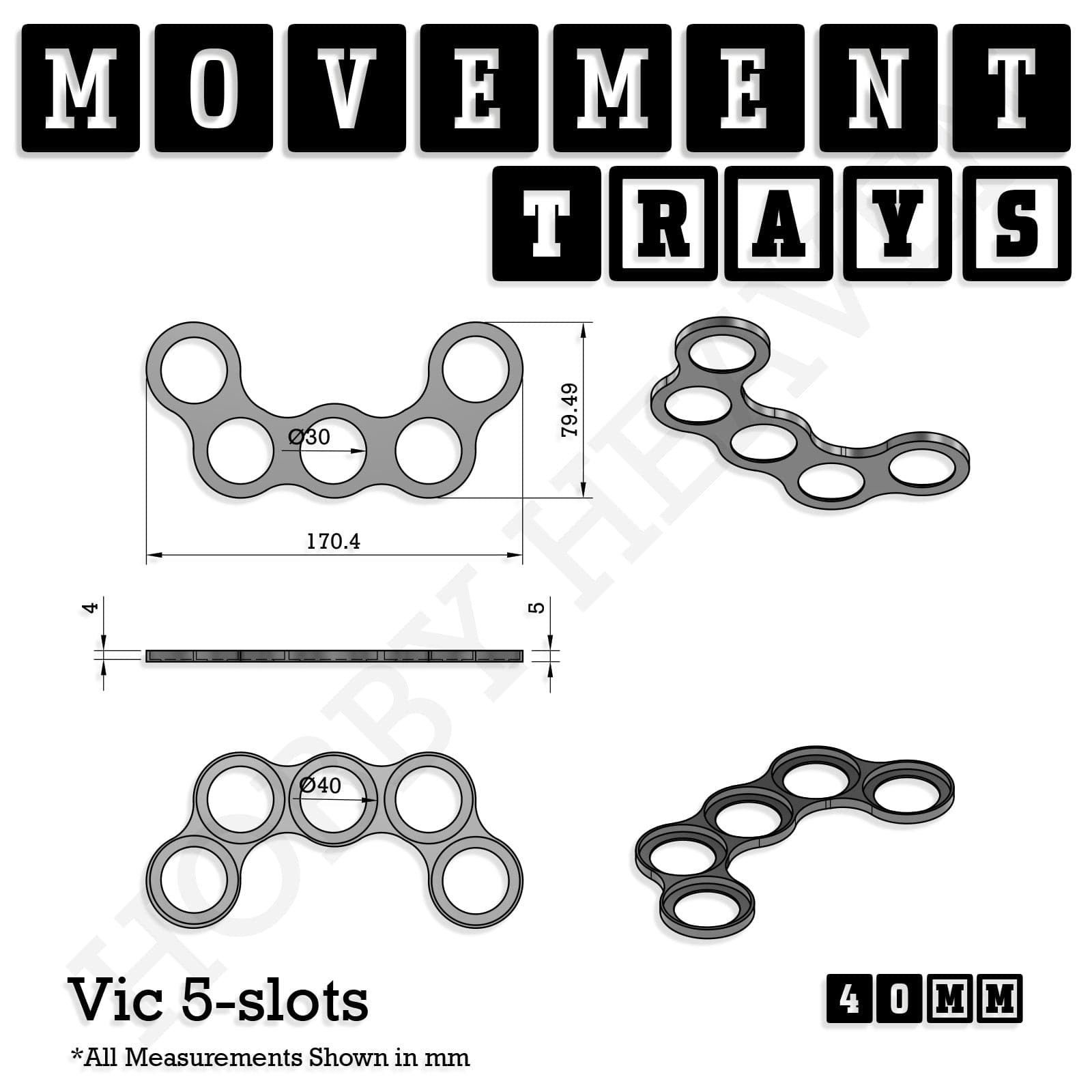 Movement Tray 40mm Movement Trays for Miniatures | Tabletop Wargames Compatible | Full Range