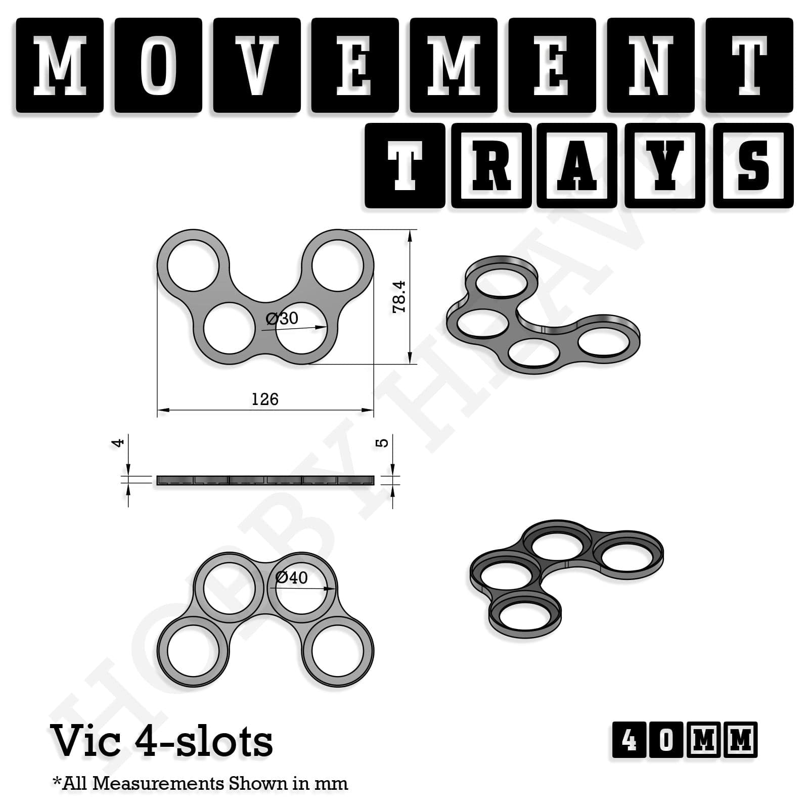 Movement Tray 40mm Movement Trays for Miniatures | Tabletop Wargames Compatible | Full Range