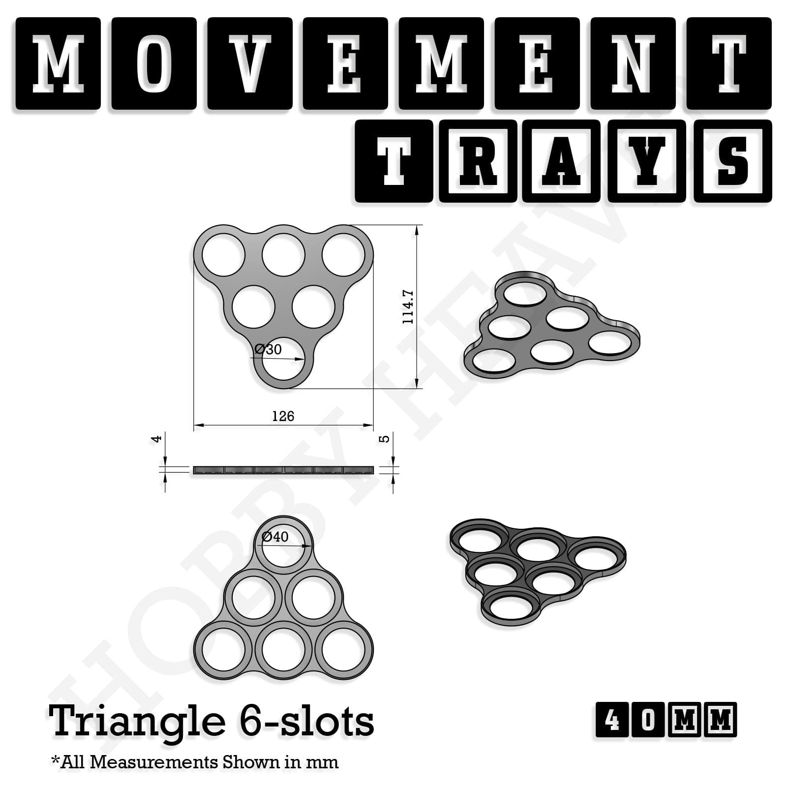 Movement Tray 40mm Movement Trays for Miniatures | Tabletop Wargames Compatible | Full Range
