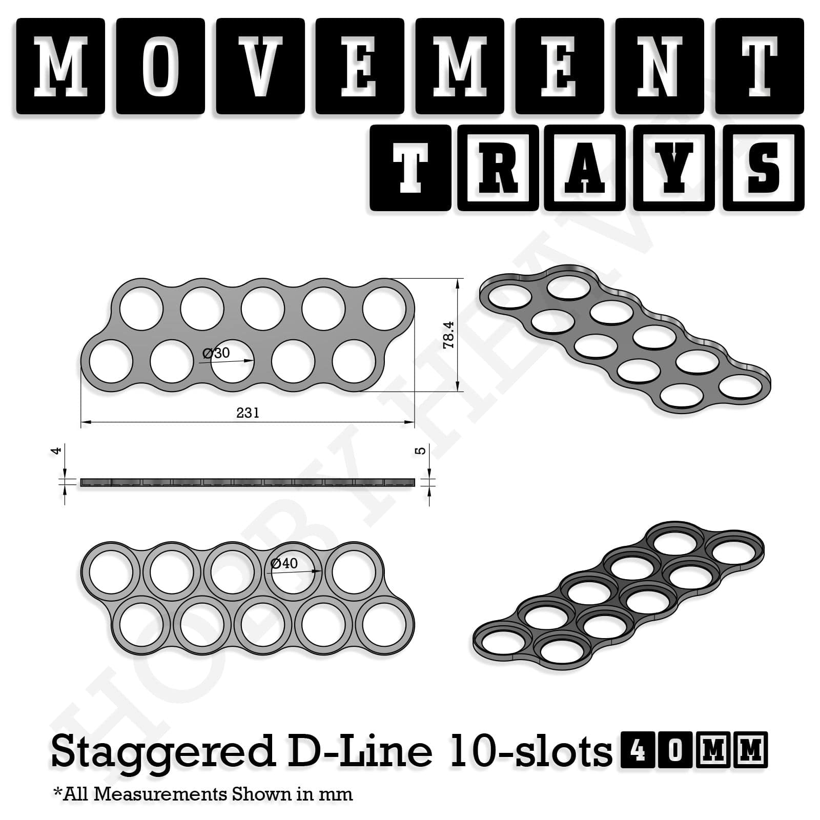 Movement Tray 40mm Movement Trays for Miniatures | Tabletop Wargames Compatible | Full Range