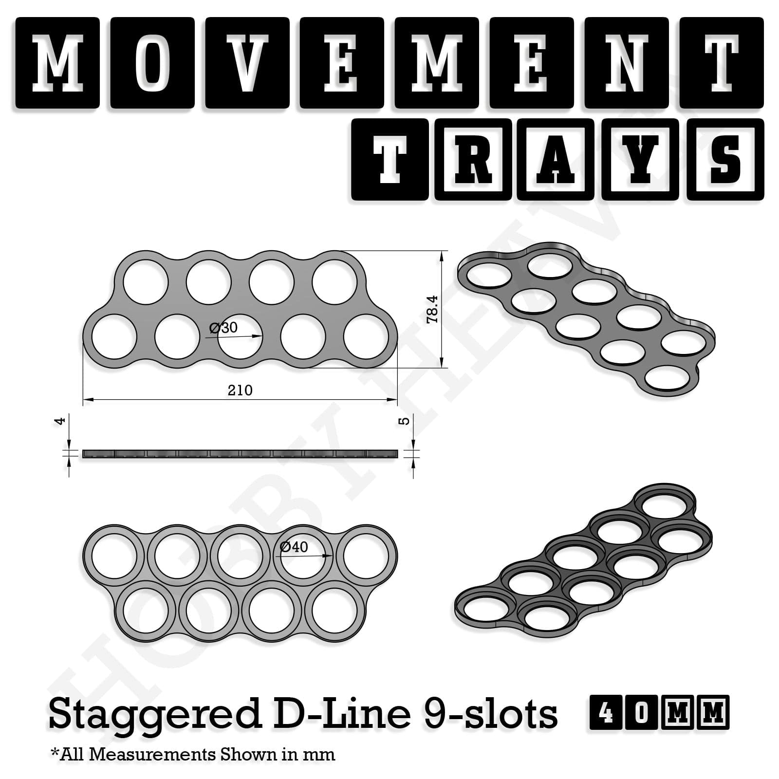 Movement Tray 40mm Movement Trays for Miniatures | Tabletop Wargames Compatible | Full Range