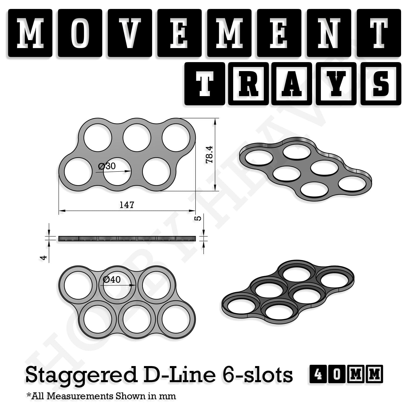 Movement Tray 40mm Movement Trays for Miniatures | Tabletop Wargames Compatible | Full Range