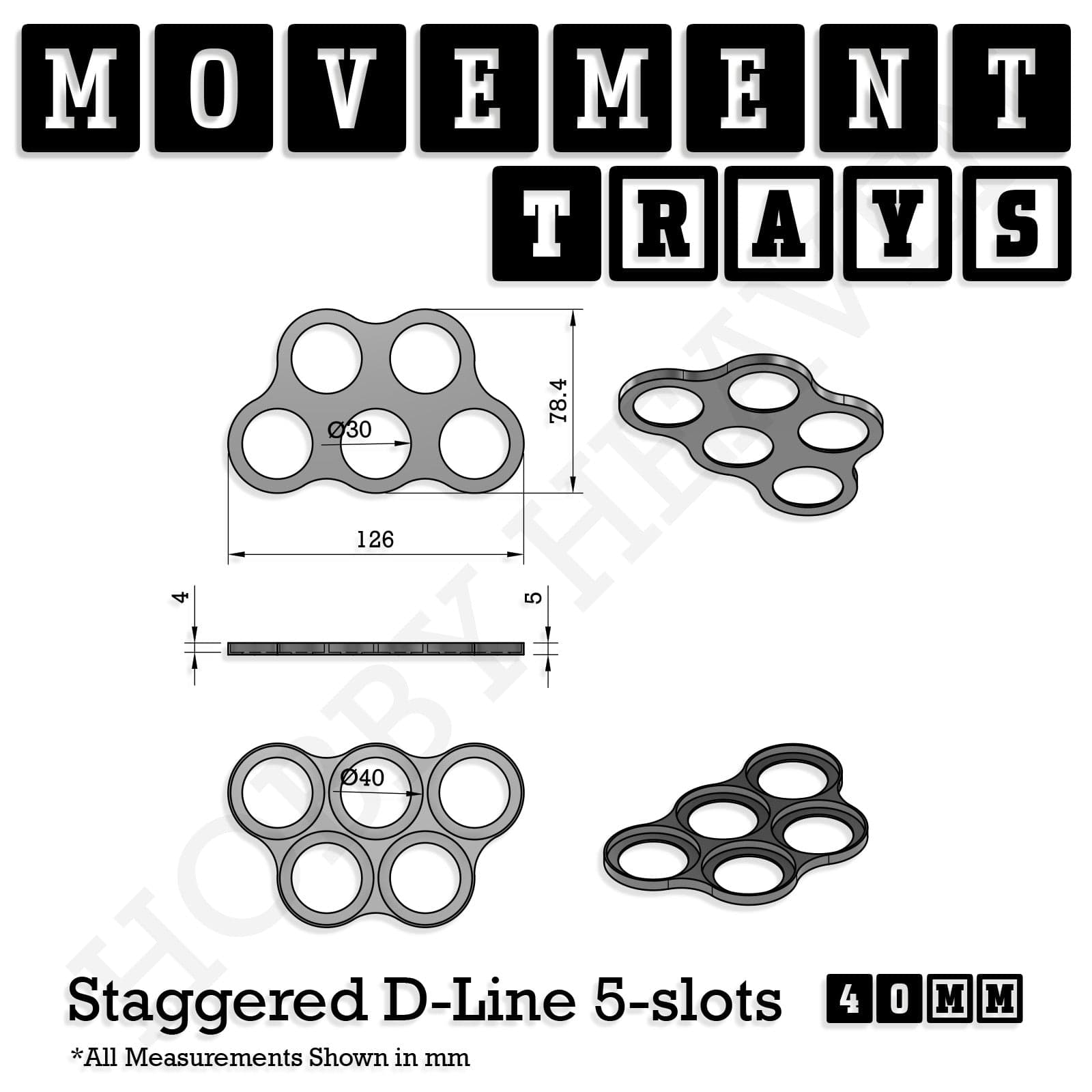 Movement Tray 40mm Movement Trays for Miniatures | Tabletop Wargames Compatible | Full Range