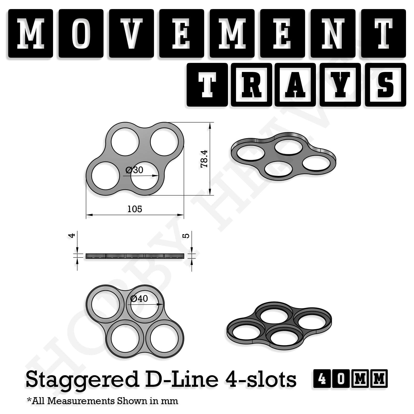 Movement Tray 40mm Movement Trays for Miniatures | Tabletop Wargames Compatible | Full Range