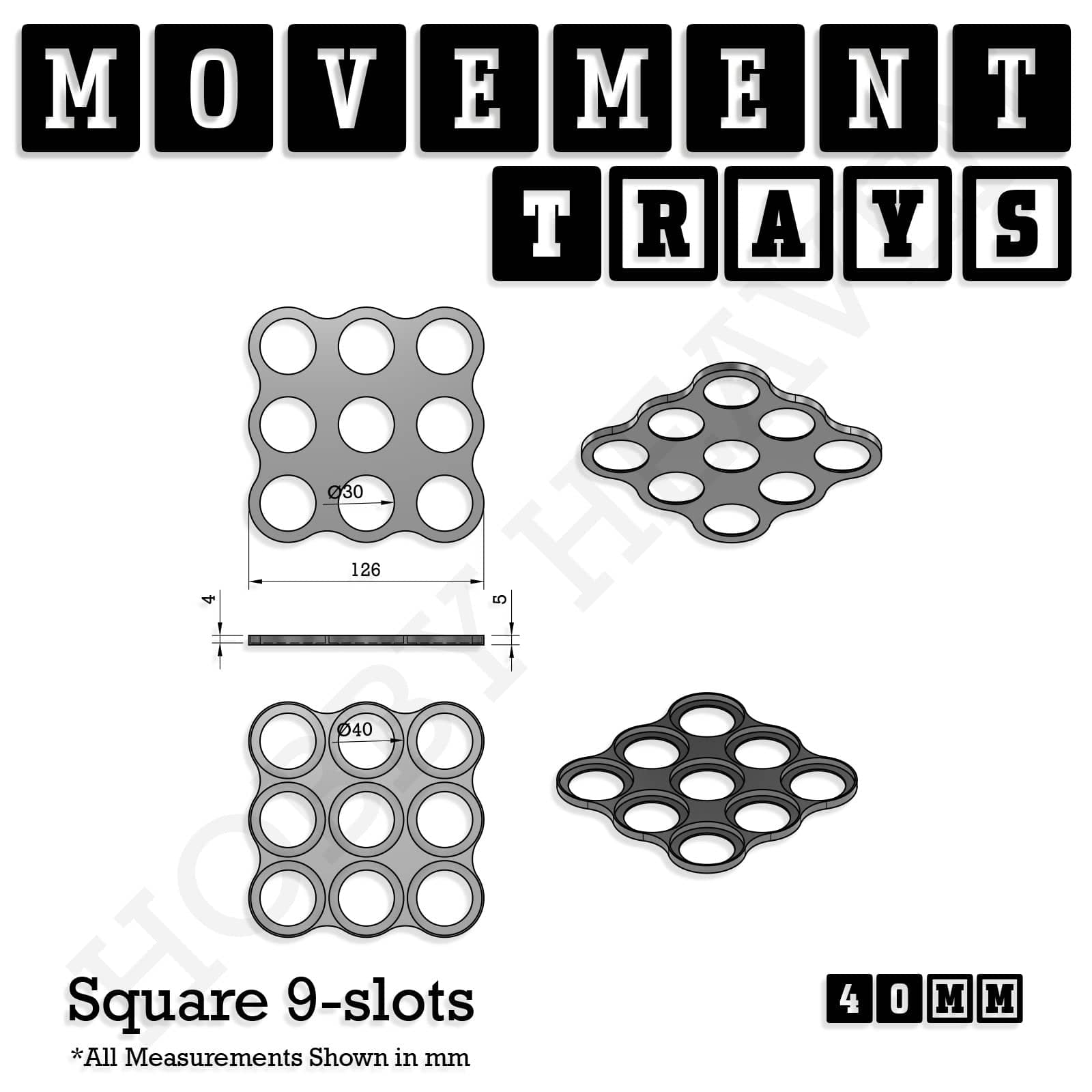 Movement Tray 40mm Movement Trays for Miniatures | Tabletop Wargames Compatible | Full Range