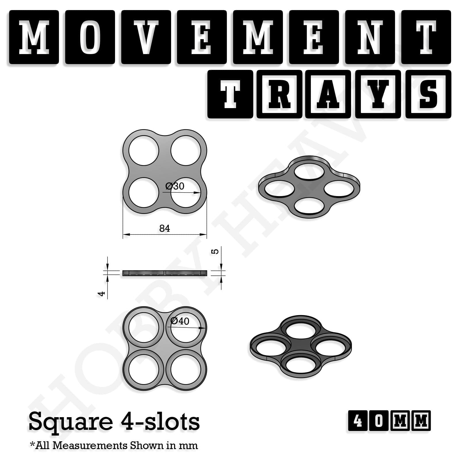 Movement Tray 40mm Movement Trays for Miniatures | Tabletop Wargames Compatible | Full Range