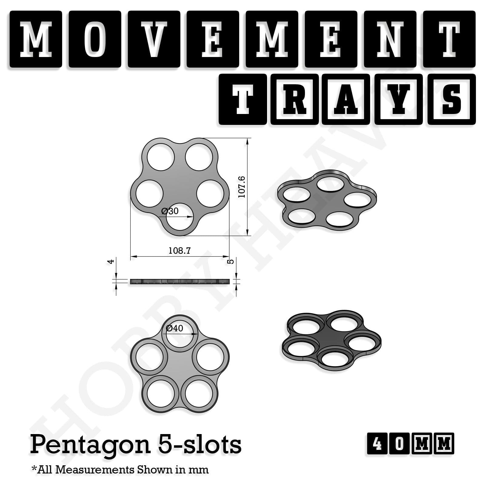 Movement Tray 40mm Movement Trays for Miniatures | Tabletop Wargames Compatible | Full Range