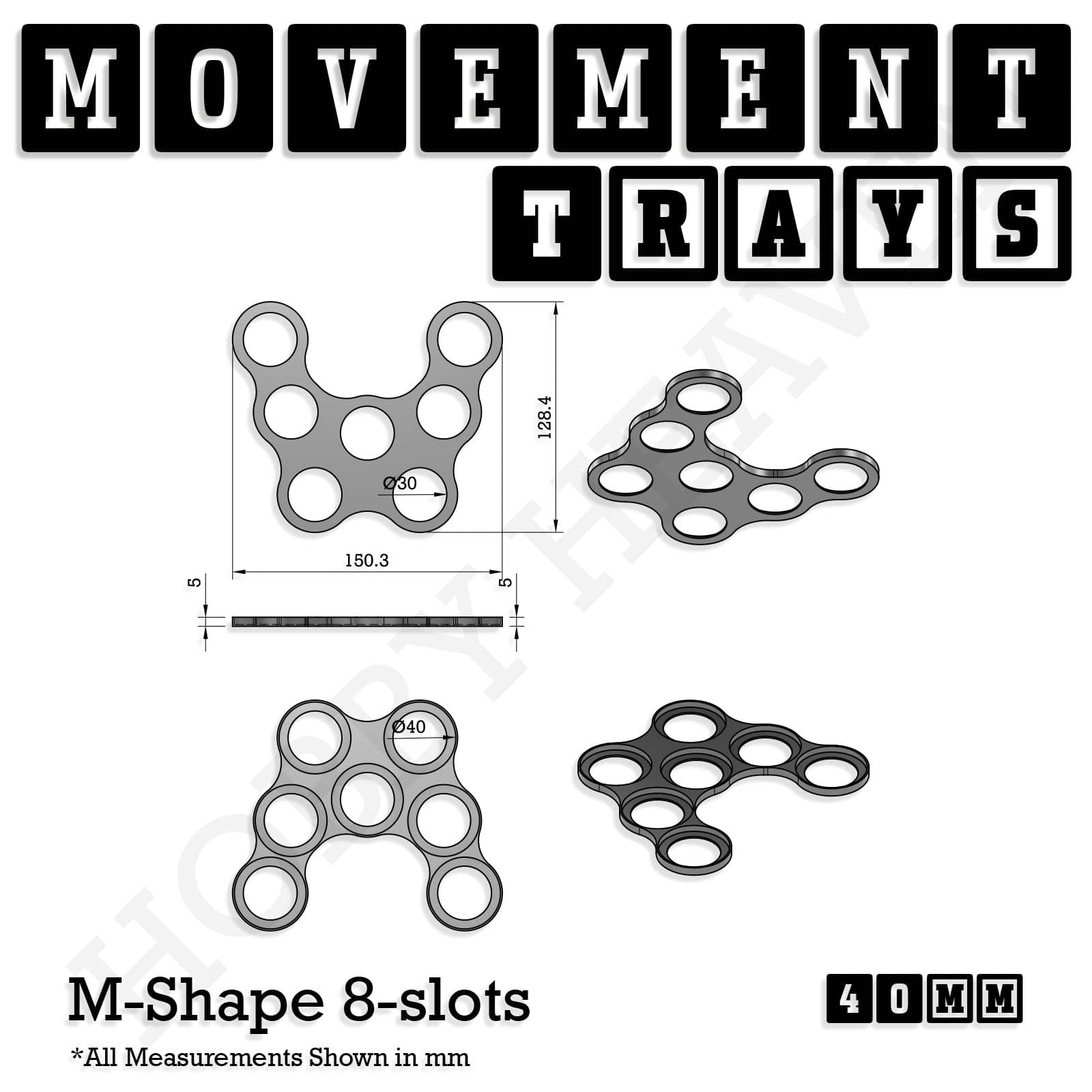 Movement Tray 40mm Movement Trays for Miniatures | Tabletop Wargames Compatible | Full Range