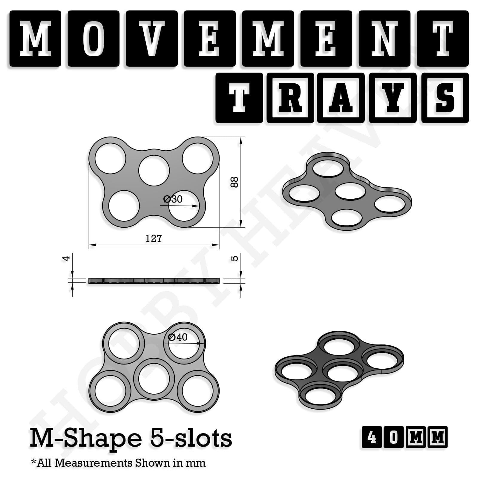 Movement Tray 40mm Movement Trays for Miniatures | Tabletop Wargames Compatible | Full Range