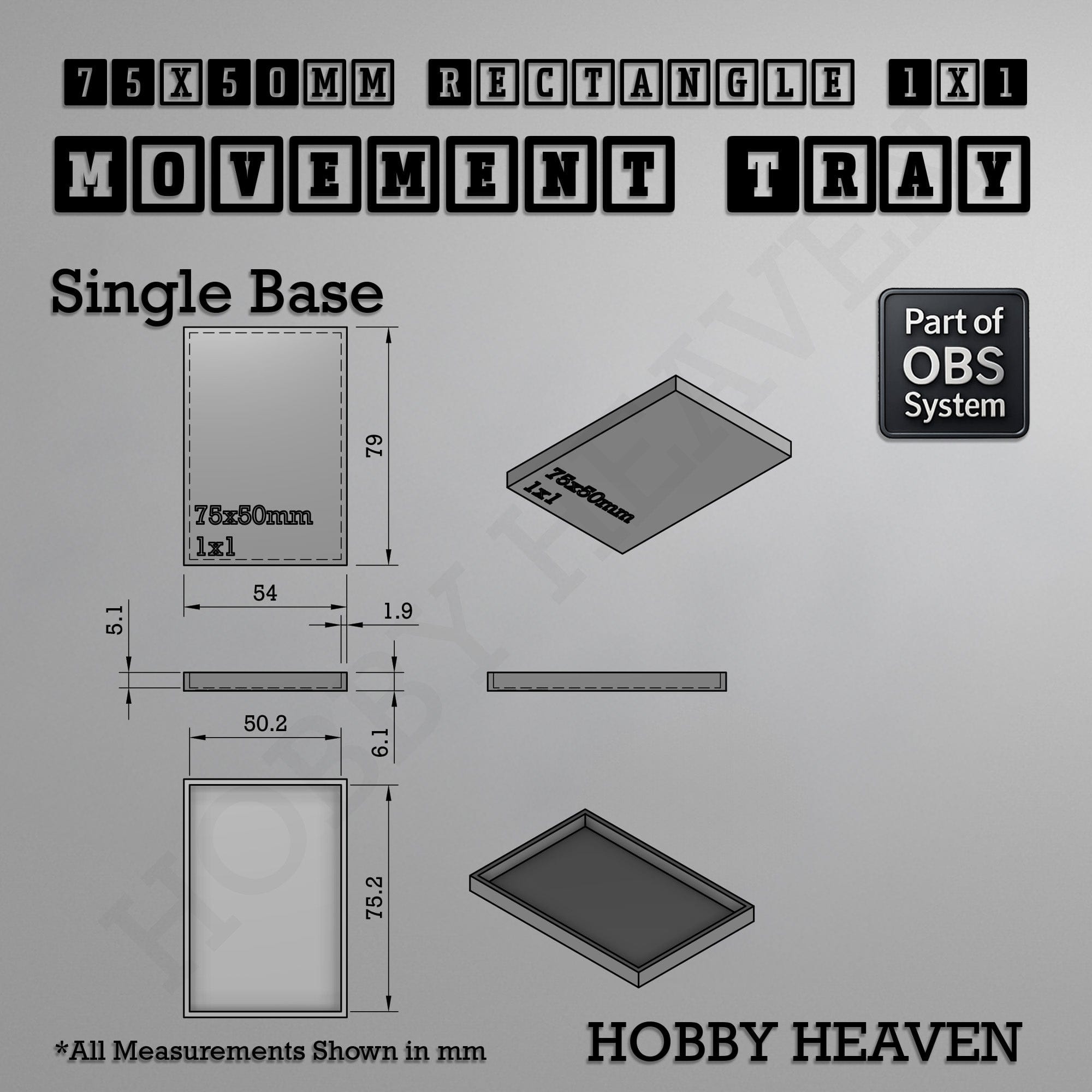Movement Tray Rectangle Movement Trays | Cavalry & Monsters | 50×25-100×60mm | OBS System