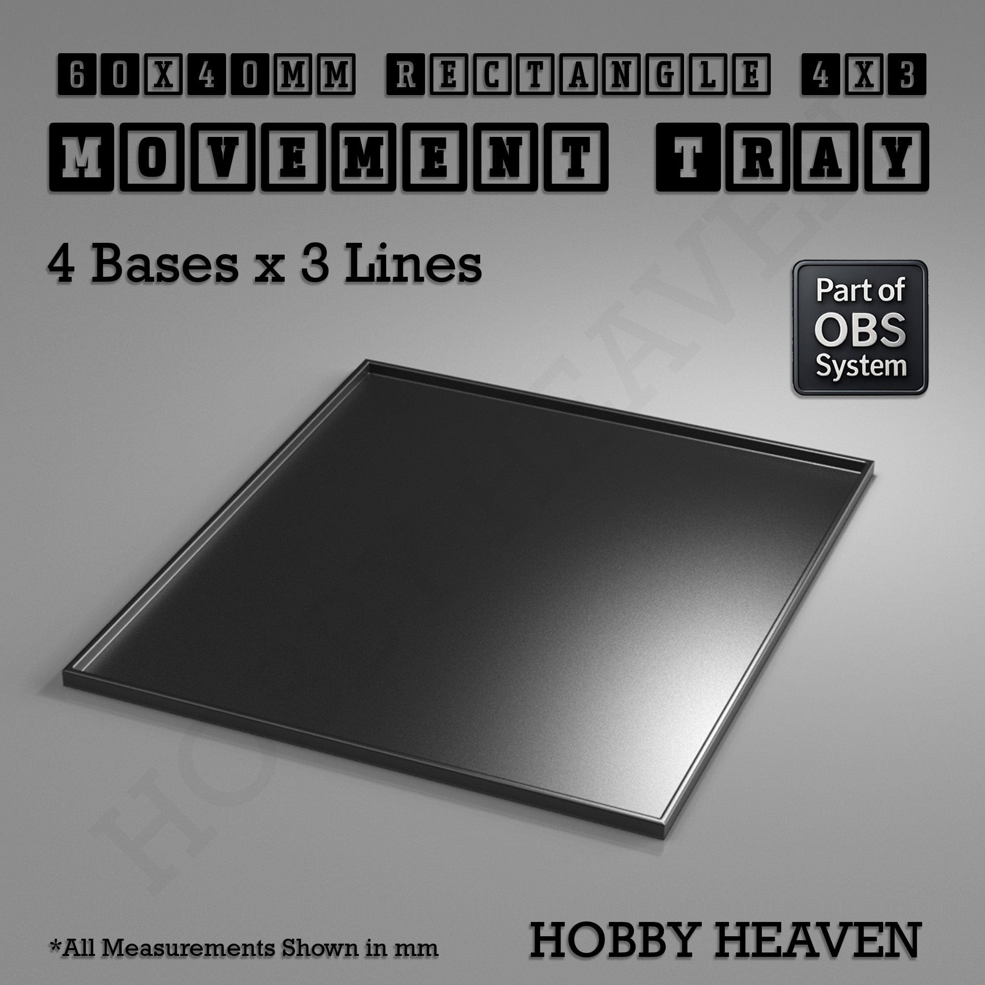 Movement Tray Rectangle Movement Trays | Cavalry & Monsters | 50×25-100×60mm | OBS System
