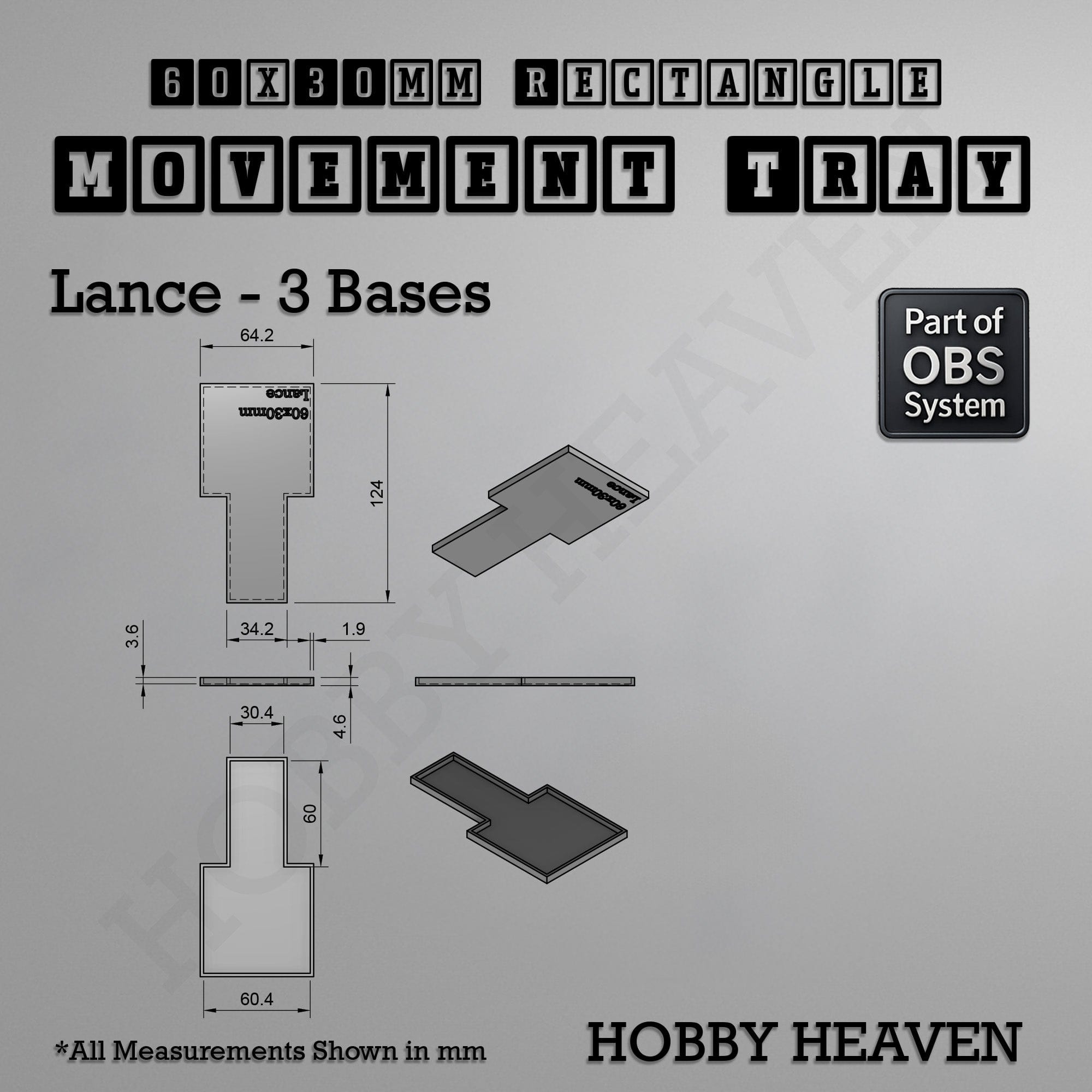 Movement Tray Rectangle Movement Trays | Cavalry & Monsters | 50×25-100×60mm | OBS System