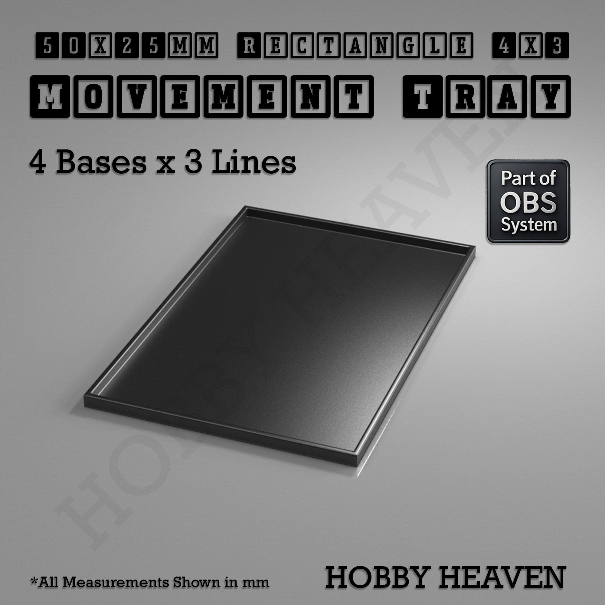 Movement Tray Rectangle Movement Trays | Cavalry & Monsters | 50×25-100×60mm | OBS System