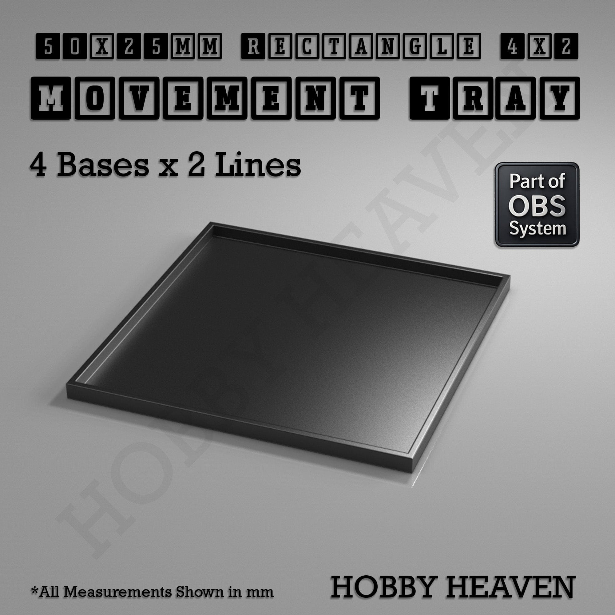 Movement Tray Rectangle Movement Trays | Cavalry & Monsters | 50×25-100×60mm | OBS System