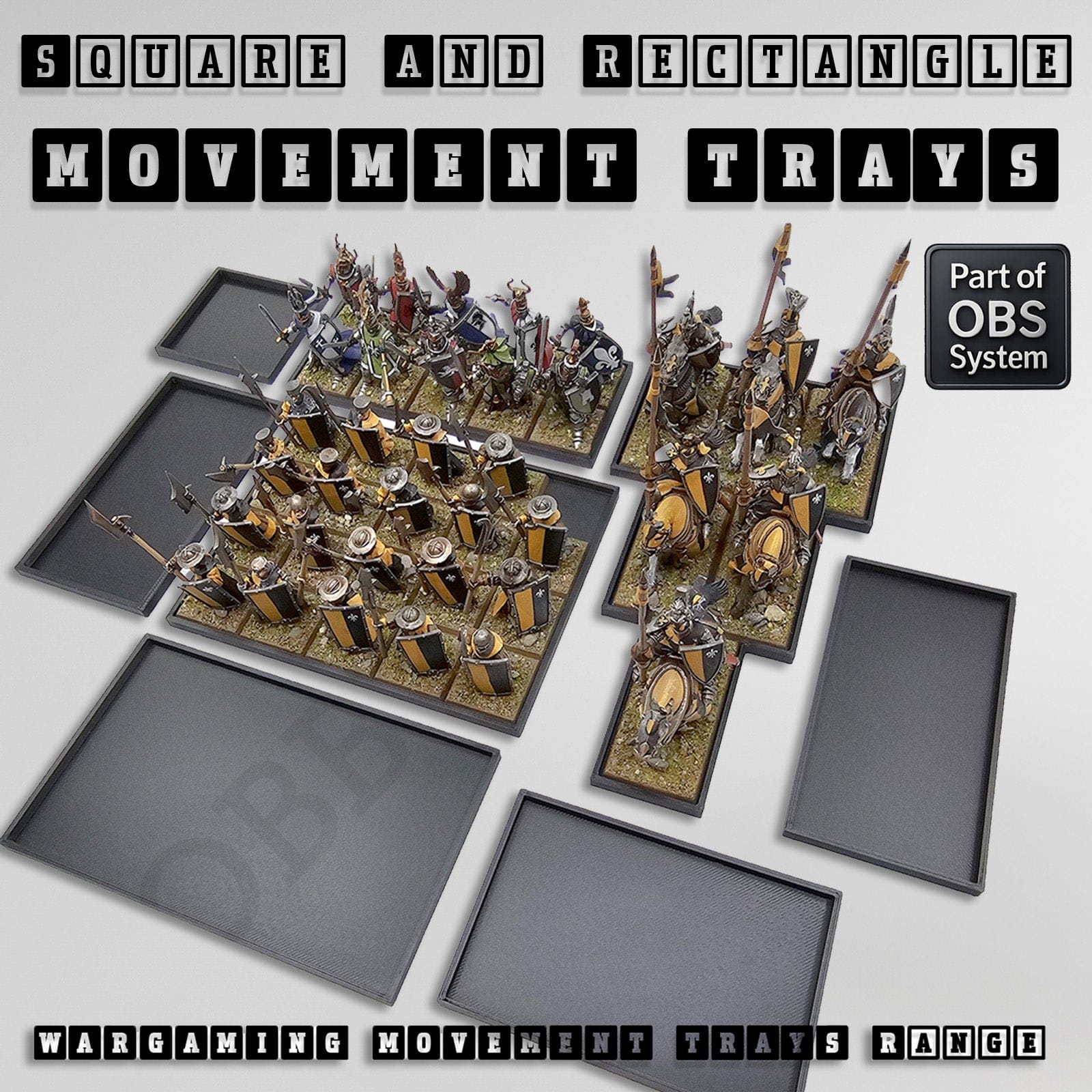 Movement Tray Rectangle Movement Trays | Cavalry & Monsters | 50×25-100×60mm | OBS System