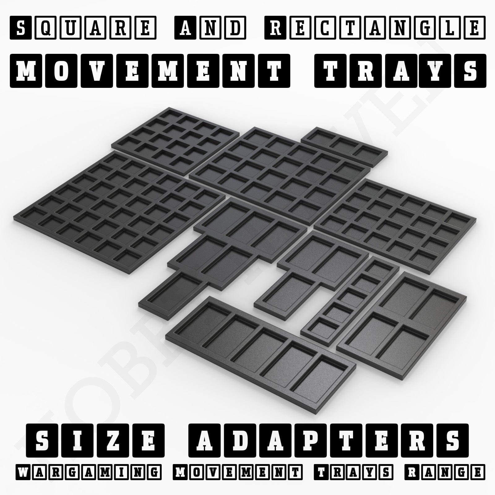 Movement Tray Square and Rectangle Movement Trays Adapters for Tabletop Games