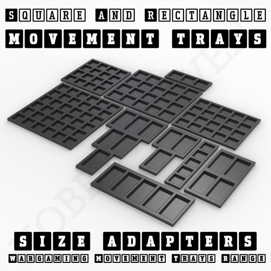 Movement Tray Square and Rectangle Movement Trays Adapters for Tabletop Games