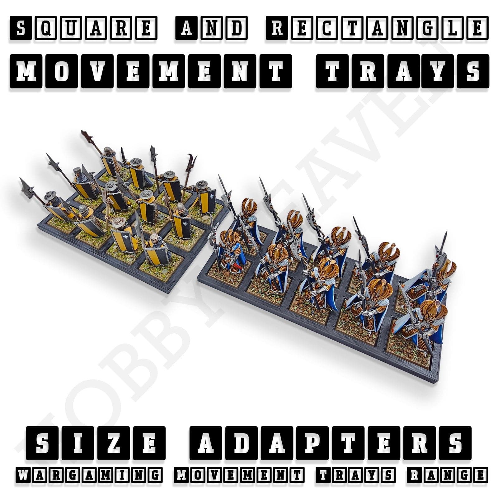 Movement Tray Square and Rectangle Movement Trays Adapters for Tabletop Games
