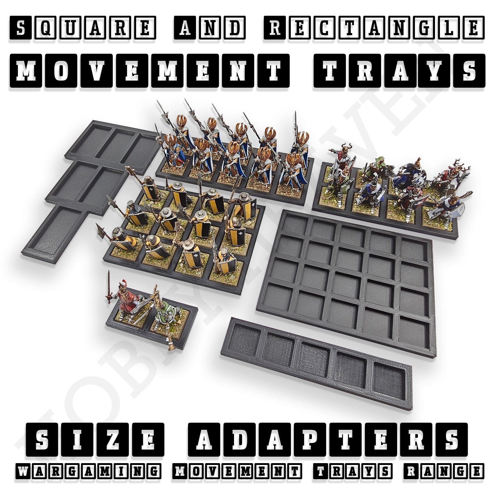 Movement Tray Square and Rectangle Movement Trays Adapters for Tabletop Games