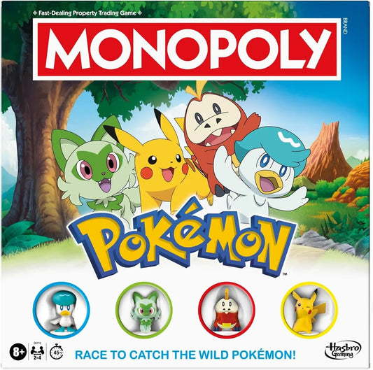 Netmarket Monopoly Pokémon Edition Board Game, New but missing 1 dice &1 character, open, scruffy box