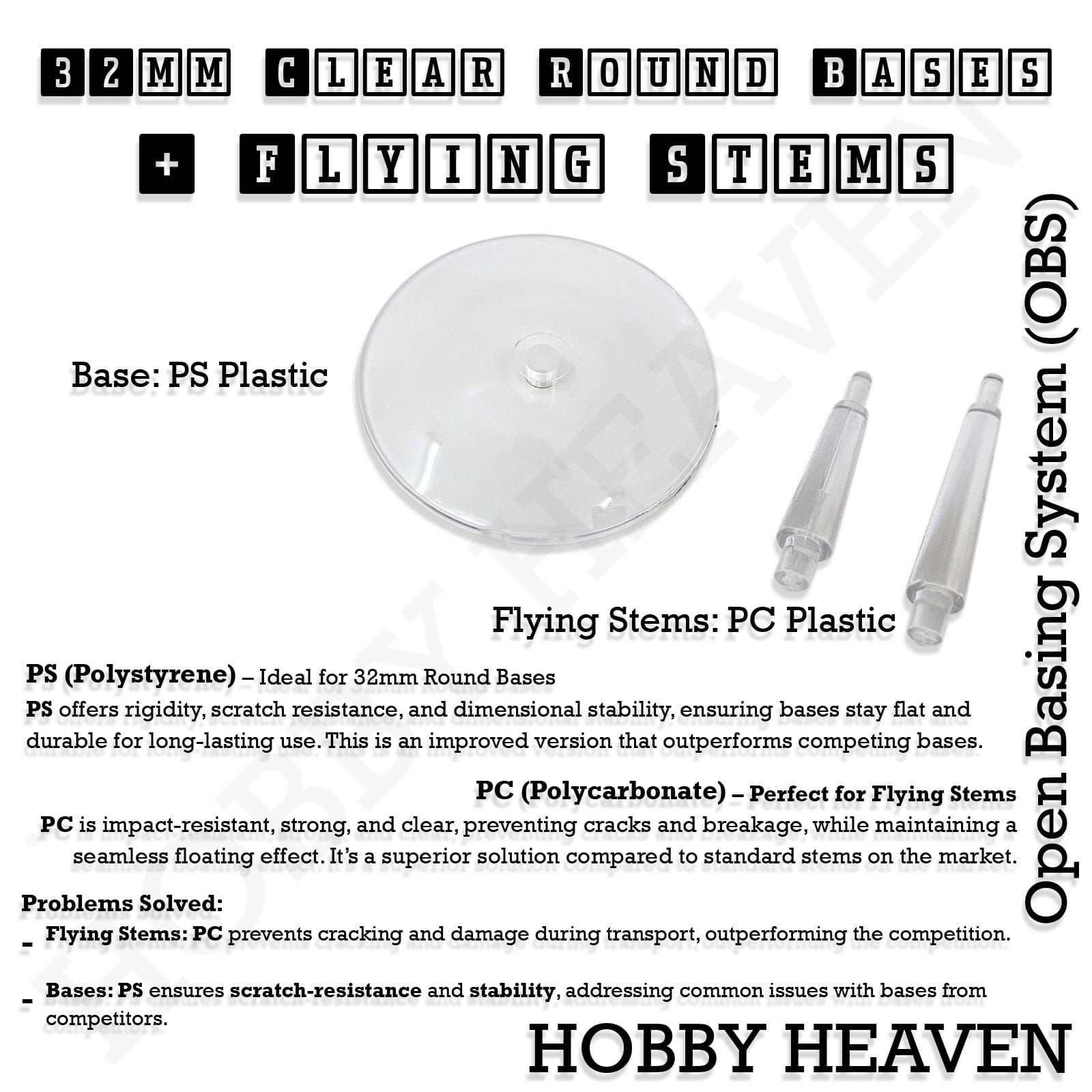 Base 32mm Round Flying Clear Plastic Base