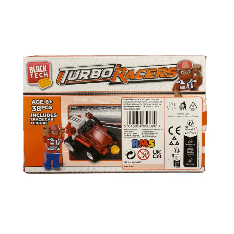 PoundFun Toy Race Car & Track Sets Mini Block Tech Turbo Racers