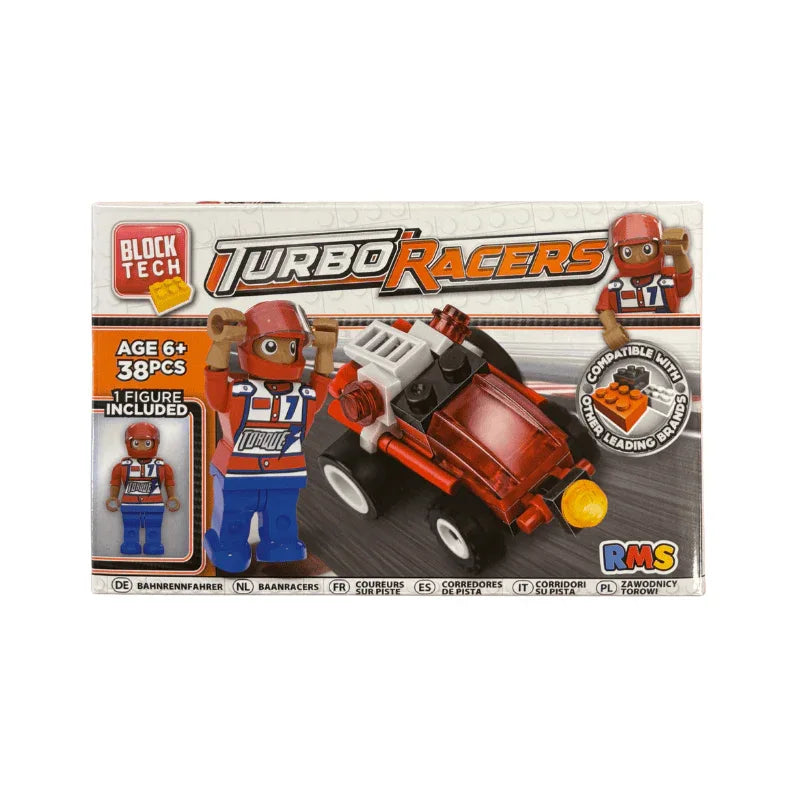 PoundFun Toy Race Car & Track Sets Mini Block Tech Turbo Racers