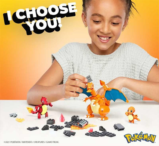 Purple Anime Building Blocks MEGA CONSTRUX POKEMON CHARMANDER EVOLUTION SET