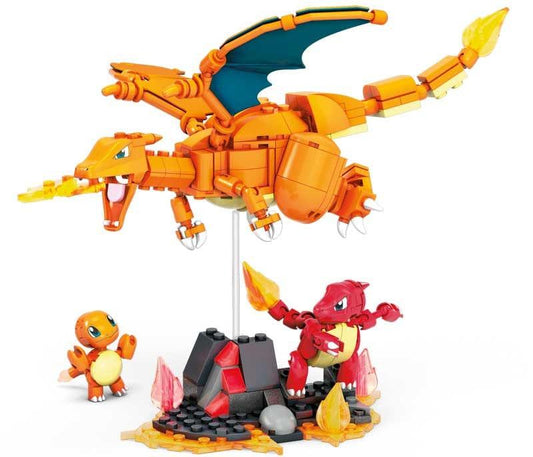 Purple Anime Building Blocks MEGA CONSTRUX POKEMON CHARMANDER EVOLUTION SET