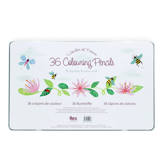 Rex London UK Pencil 36 Colouring Pencils in a Tin - Wonders of Nature