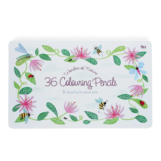 Rex London UK Pencil 36 Colouring Pencils in a Tin - Wonders of Nature