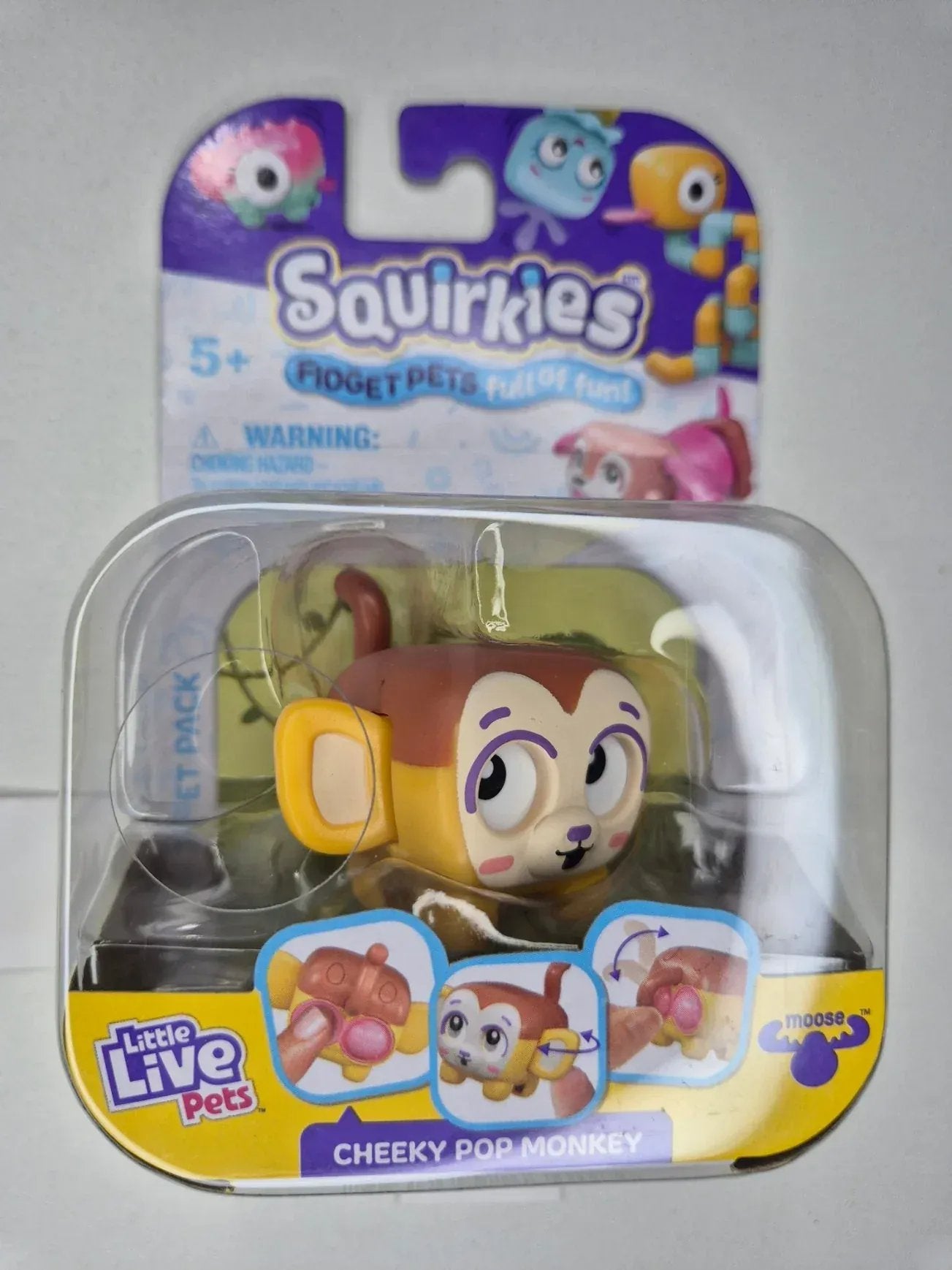 Rooleo Cheeky Pop MONKEY - Brown Yellow Little Live Pets Squirkies