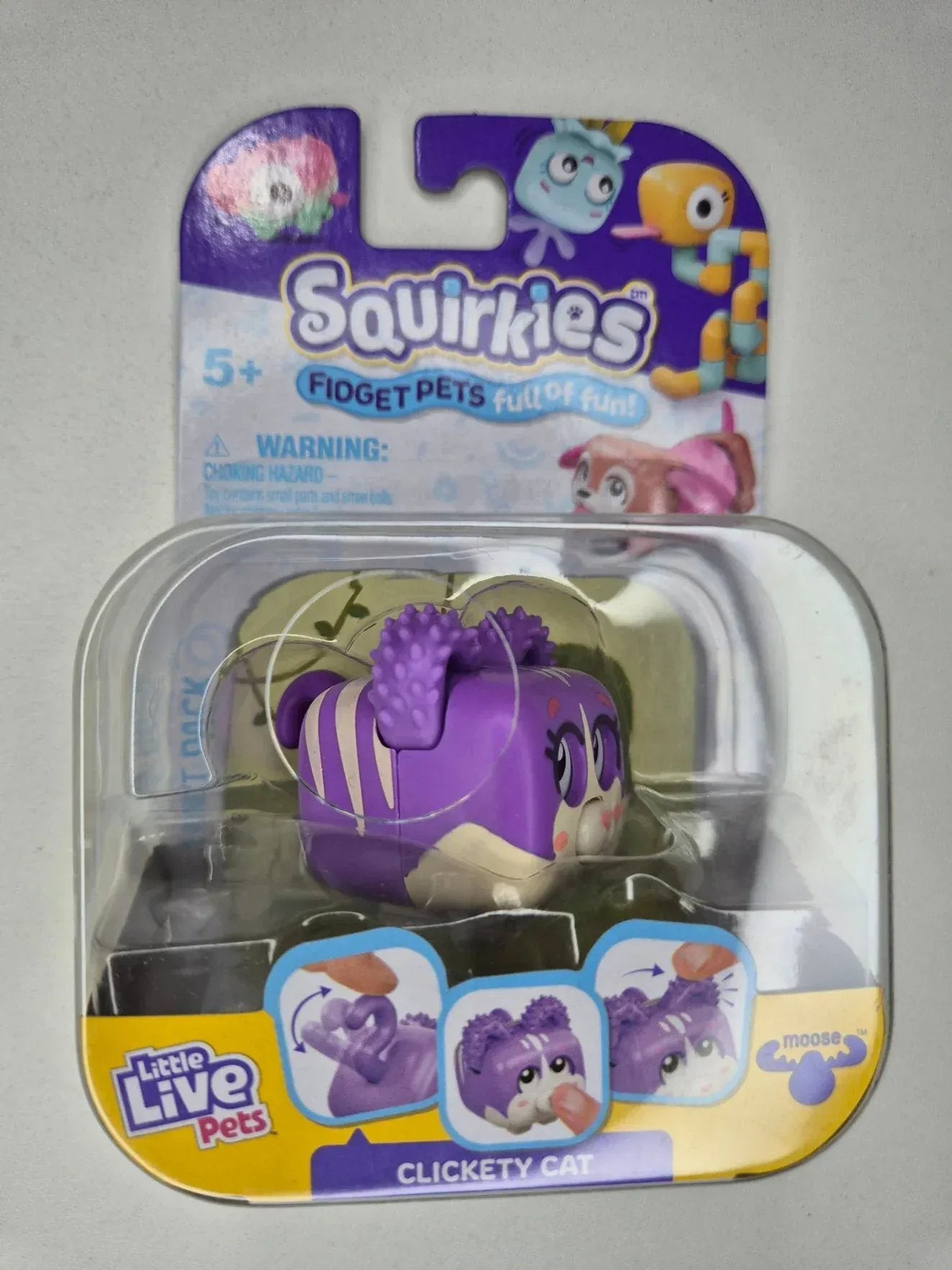 Rooleo Clickety CAT - Purple White Little Live Pets Squirkies