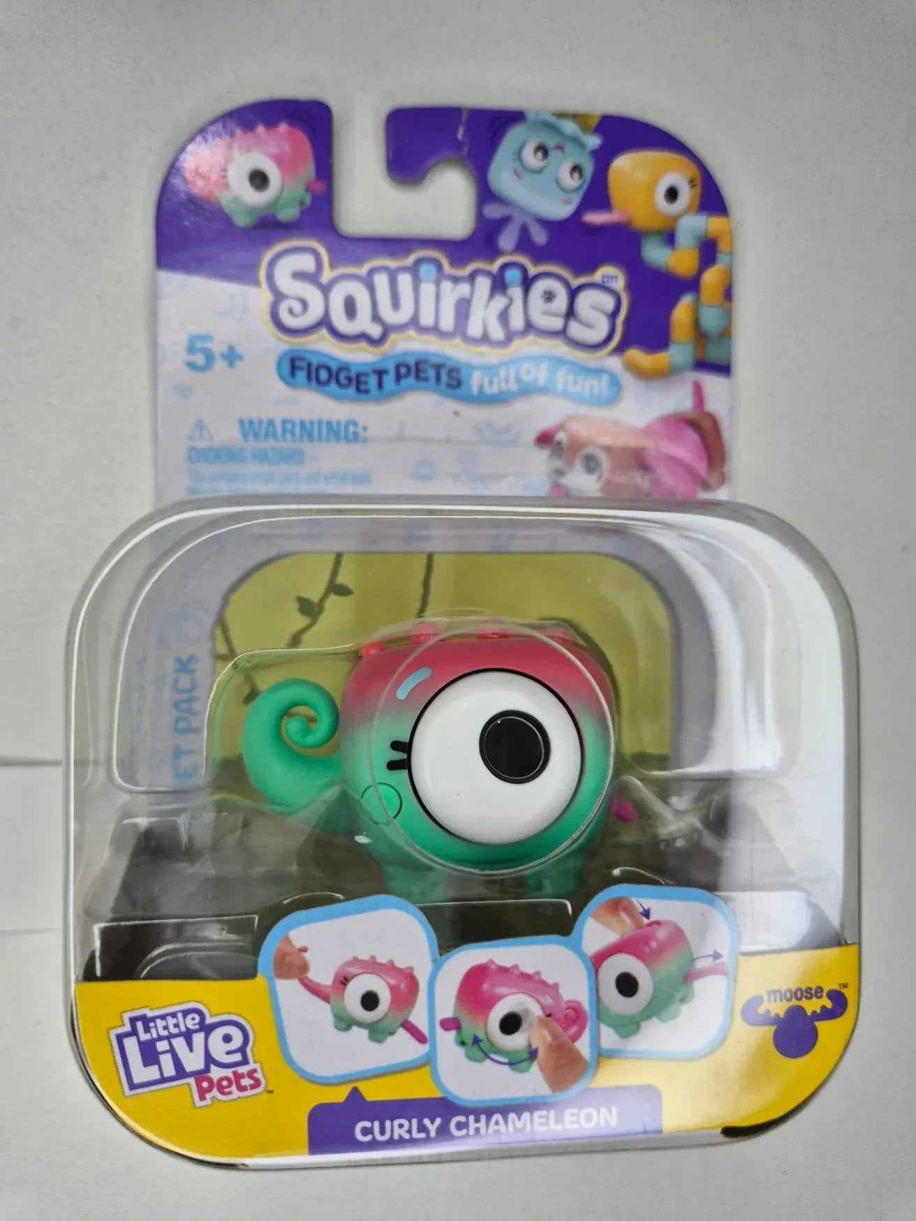 Rooleo Curly CHAMELEON - Pink Green Little Live Pets Squirkies
