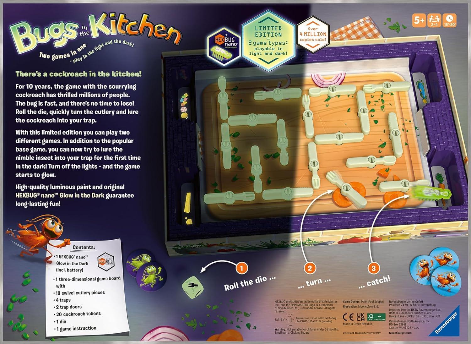 Rooleo Glow in the Dark Bugs in the Kitchen Board Game