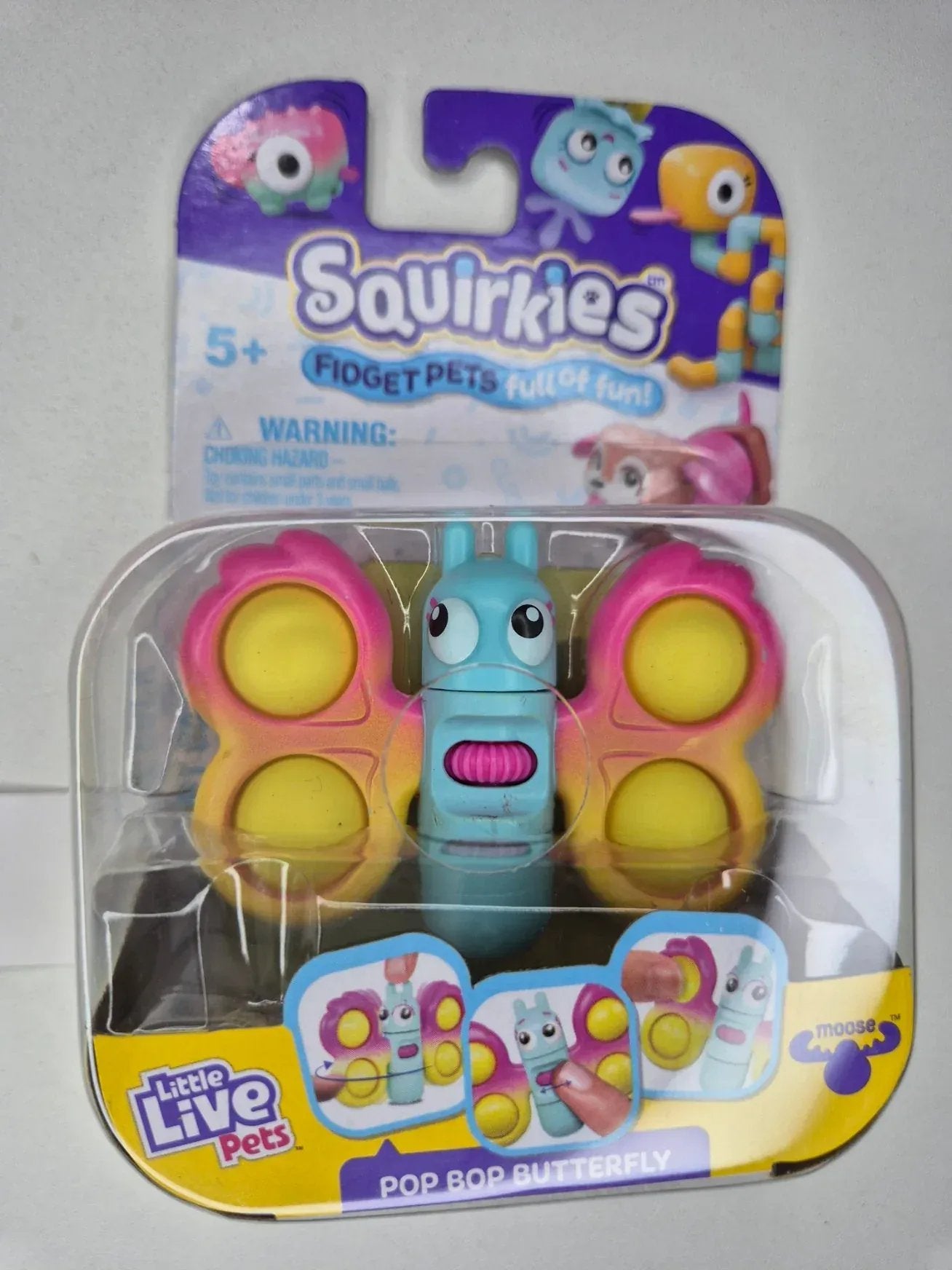 Rooleo Pop Bop BUTTERFLY - Blue Yellow Little Live Pets Squirkies