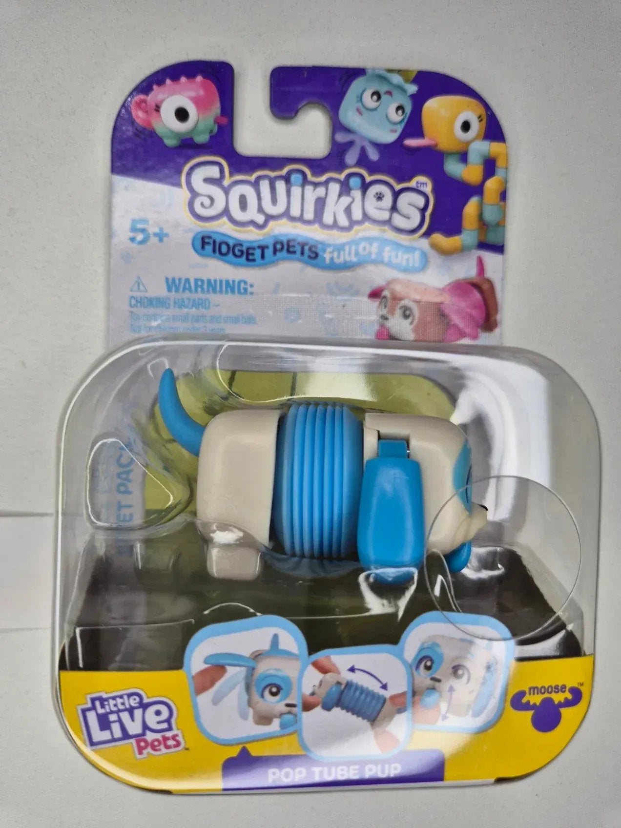 Rooleo Pop Tube PUP - Blue White Little Live Pets Squirkies