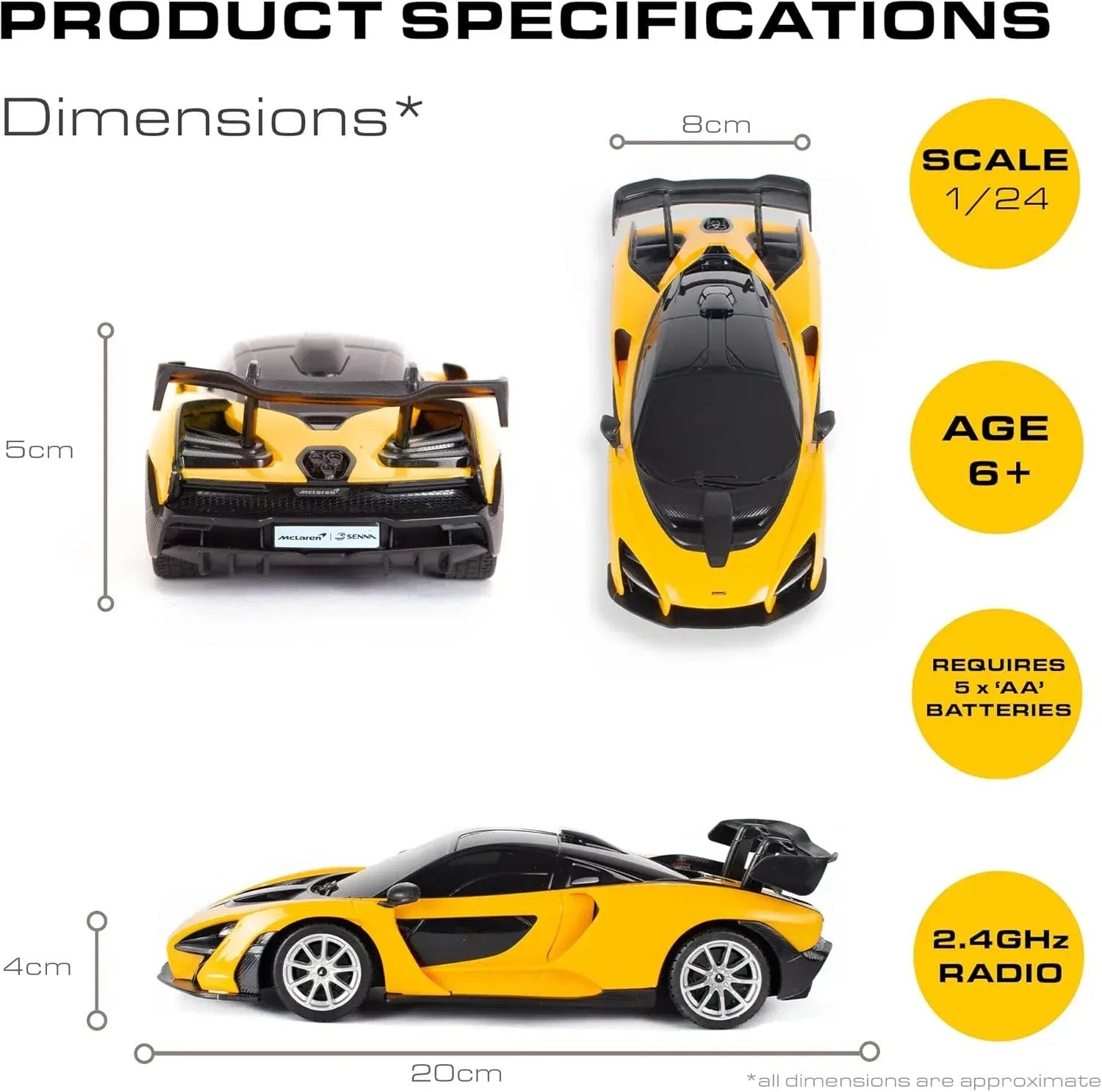 Rooleo Remote Control McLaren Senna | 1:24sc Model 27.145MHz