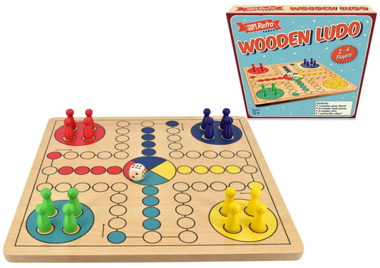 Rooleo "Retro" Wooden Board Ludo - Colour Box