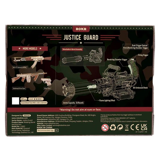 Rooleo Rotating-Barrel Machine Gun 3D Wooden Puzzle