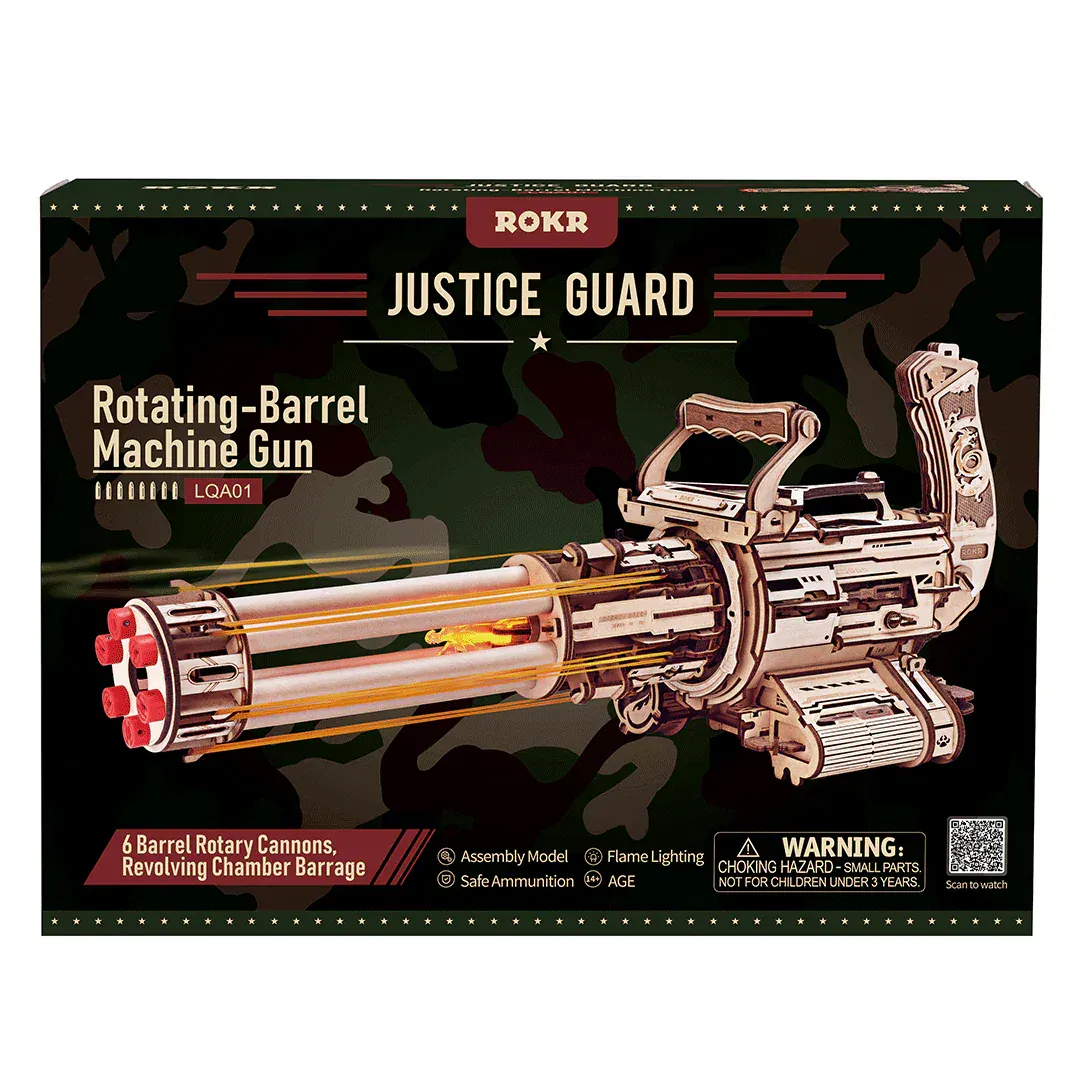 Rooleo Rotating-Barrel Machine Gun 3D Wooden Puzzle