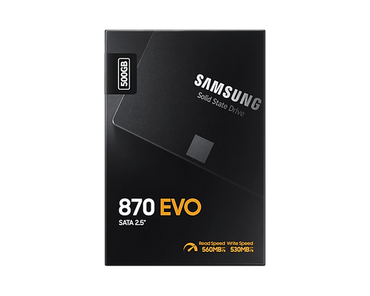 500GB R/W 560/530 MB/s Samsung 870 EVO SSD 2.5" SATA3 with speeds of 560/530 MBs 8806090545924