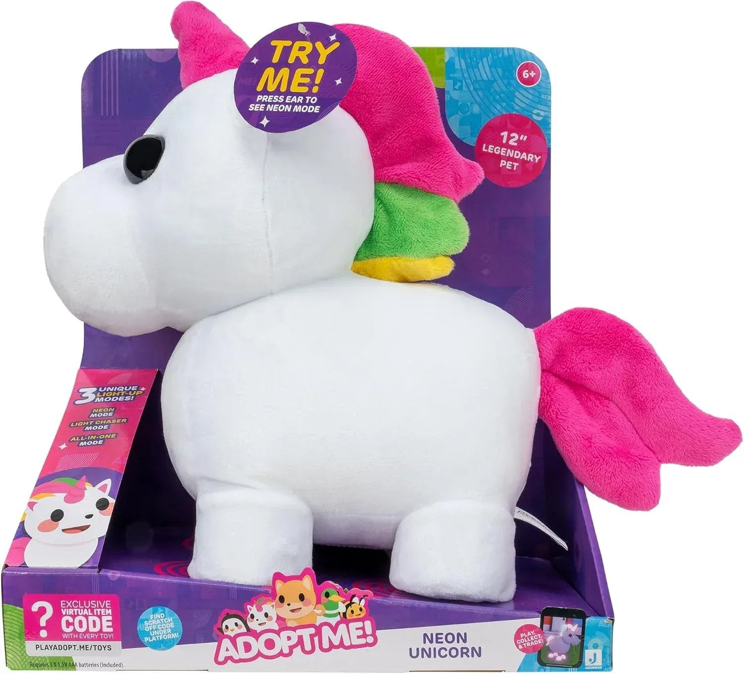 Snaps Adopt Me! Neon Unicorn Light-Up Plush
