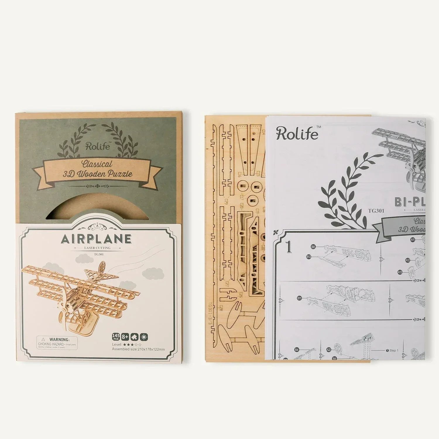 Snaps Airplane Bi-Plane TG301 3D Wooden Puzzle