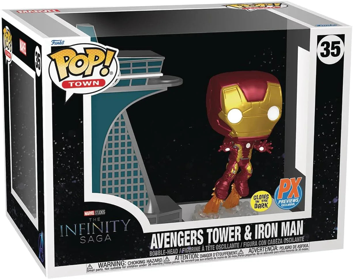 Snaps Funko Pop! Town: Avengers: Age of Ultron - Avengers Tower with Iron Man (Glow-in-The-Dark) PX Vinyl Figure