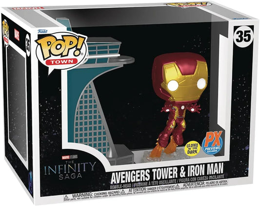 Snaps Funko Pop! Town: Avengers: Age of Ultron - Avengers Tower with Iron Man (Glow-in-The-Dark) PX Vinyl Figure