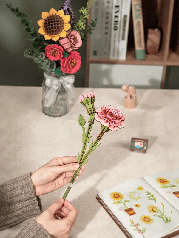 Snaps Pink Carnation 3D Wooden Puzzle