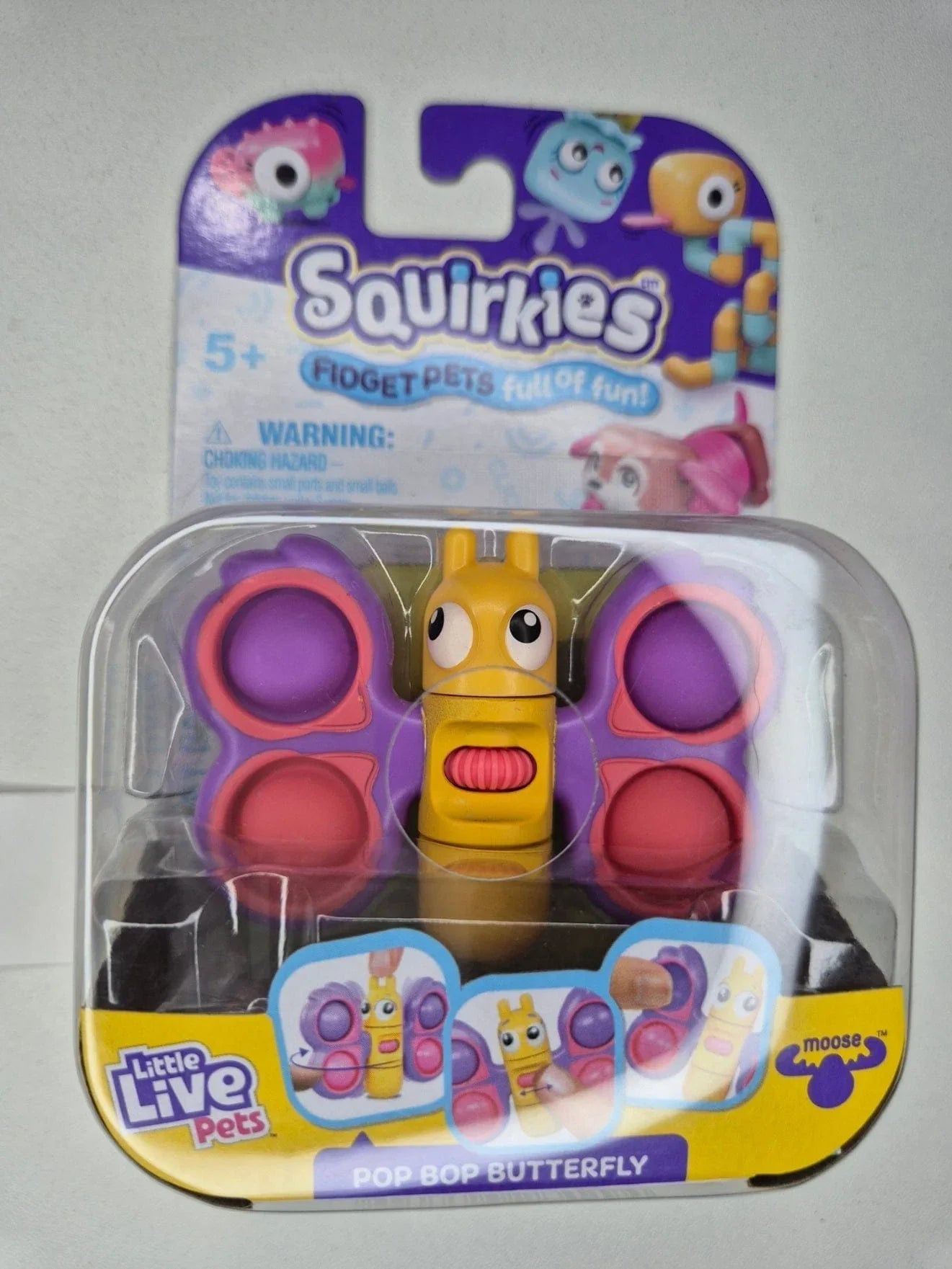 Snaps Pop Bop  BUTTERFLY - Yellow Purple Little Live Pets Squirkies