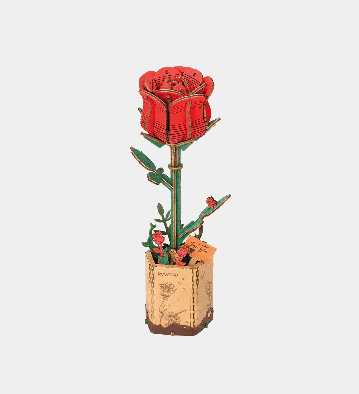 Snaps Red Rose - 3D Wooden Puzzle - TW042